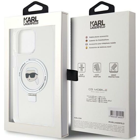 Karl Lagerfeld KLHMP15XHMRSKHH iPhone 15 Pro Max 6.7" white/white hardcase Ring Stand Karl Head MagSafe - Apple Cases - Cases - Techbox