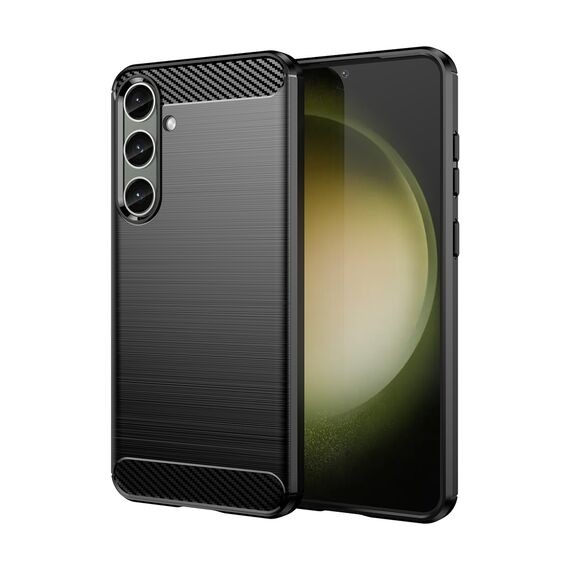 Case for Carbon Case Samsung Galaxy S24+ flexible silicone carbon cover - black - Samsung Cases - Cases - Techbox