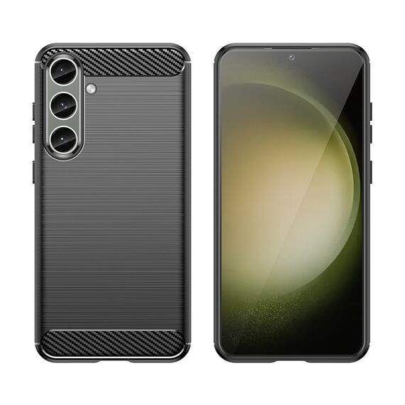 Case for Carbon Case Samsung Galaxy S24+ flexible silicone carbon cover - black - Samsung Cases - Cases - Techbox