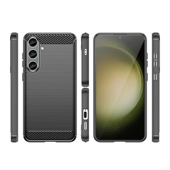 Case for Carbon Case Samsung Galaxy S24+ flexible silicone carbon cover - black - Samsung Cases - Cases - Techbox