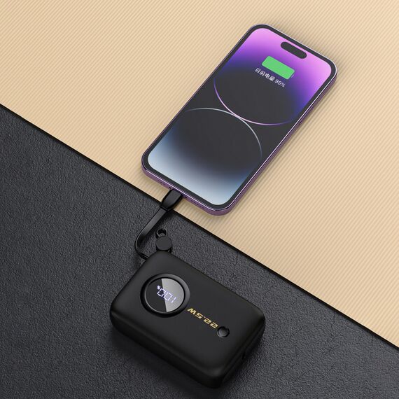 Dudao K14 10000mAh power bank with USB-C / Lightning cables - black