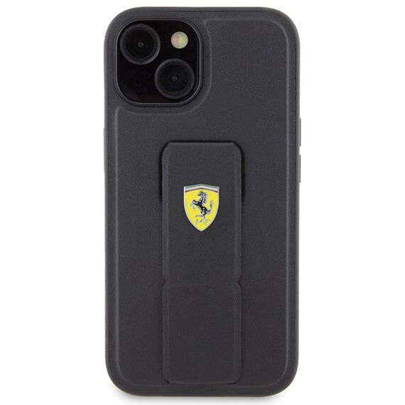 Ferrari Grip Stand Metal Logo case for iPhone 15 - black - Apple Cases - Cases - Techbox