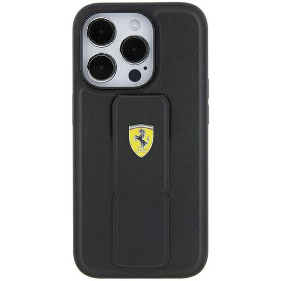 Ferrari Grip Stand Metal Logo case for iPhone 15 Pro - black - Apple Cases - Cases - Techbox