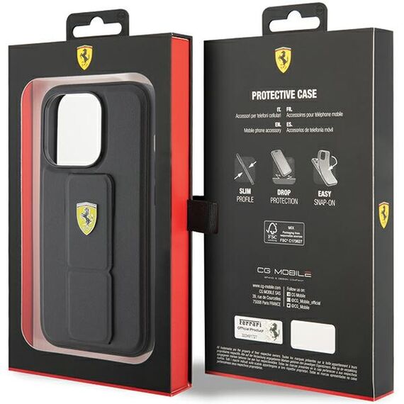 Ferrari Grip Stand Metal Logo case for iPhone 15 Pro - black - Apple Cases - Cases - Techbox