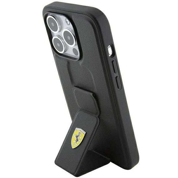 Ferrari Grip Stand Metal Logo case for iPhone 15 Pro Max - black - Apple Cases - Cases - Techbox