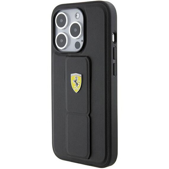Ferrari Grip Stand Metal Logo case for iPhone 15 Pro Max - black - Apple Cases - Cases - Techbox
