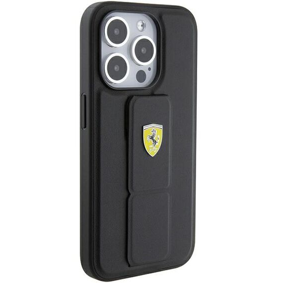 Ferrari Grip Stand Metal Logo case for iPhone 15 Pro Max - black - Apple Cases - Cases - Techbox