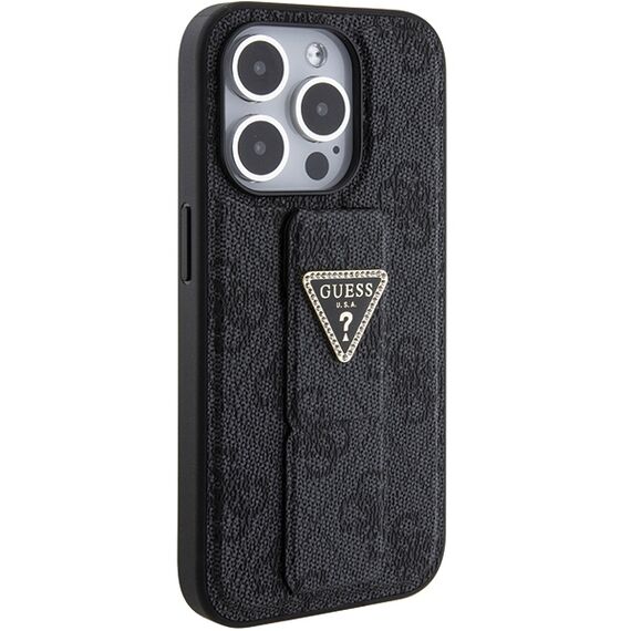 Guess Grip Stand 4G Triangle Strass case for iPhone 15 Pro - black | Techbox