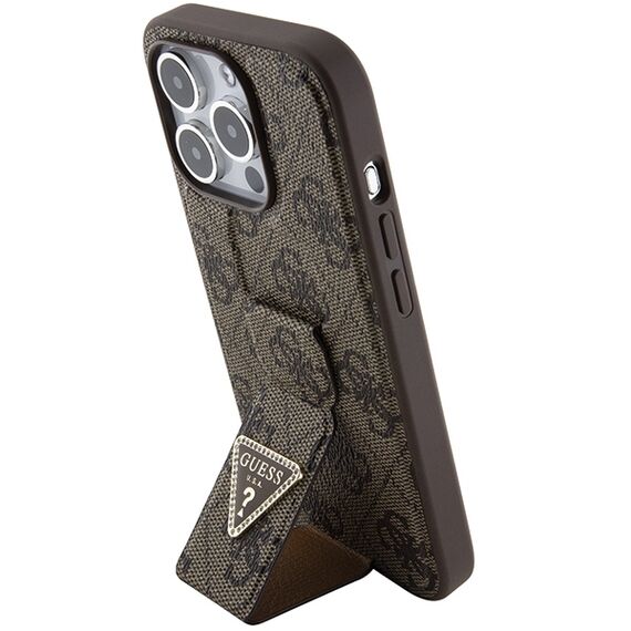 Guess Grip Stand 4G Triangle Strass case for iPhone 15 Pro - brown - Apple Cases - Cases - Techbox