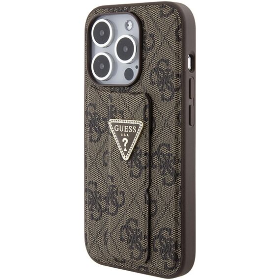 Guess Grip Stand 4G Triangle Strass case for iPhone 15 Pro - brown - Apple Cases - Cases - Techbox
