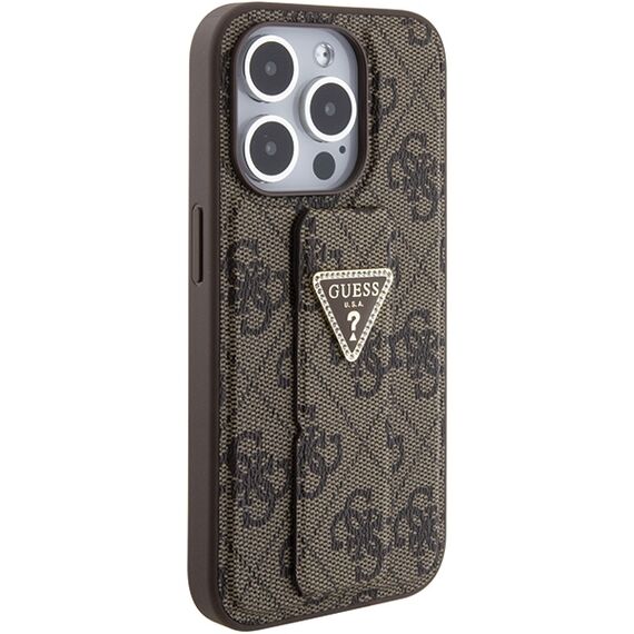 Guess Grip Stand 4G Triangle Strass case for iPhone 15 Pro - brown - Apple Cases - Cases - Techbox