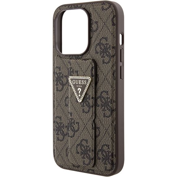 Guess Grip Stand 4G Triangle Strass case for iPhone 15 Pro - brown - Apple Cases - Cases - Techbox