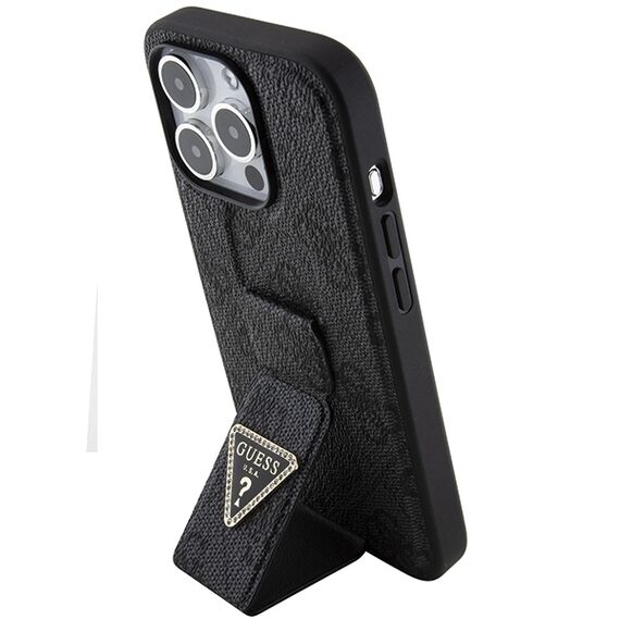 Guess Grip Stand 4G Triangle Strass case for iPhone 15 Pro Max - black | Techbox