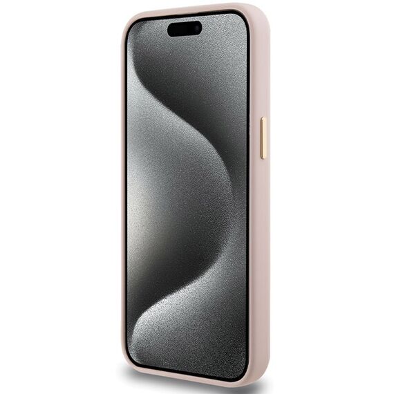Guess Silicone Script Metal Logo & Frame case for iPhone 15 Pro - pink | Techbox