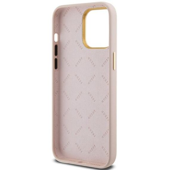 Guess Silicone Script Metal Logo & Frame case for iPhone 15 Pro - pink | Techbox
