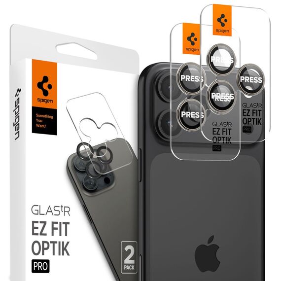Spigen Optik.tR EZ Fit Camera Protector for iPhone 14 Pro / Pro Max / 15 Pro / Pro Max - natural titanium 2 pcs. - Apple iPhone - Screen & Camera Protection - Techbox