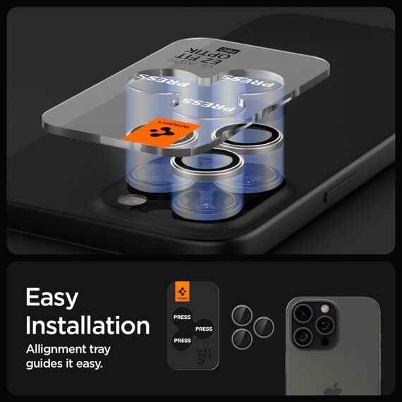Spigen Optik.tR EZ Fit Camera Protector for iPhone 14 Pro / Pro Max / 15 Pro / Pro Max - natural titanium 2 pcs. - Apple iPhone - Screen & Camera Protection - Techbox