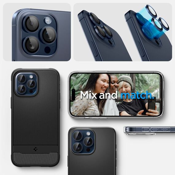 Spigen Optik.tR EZ Fit Camera Protector for iPhone 14 Pro / Pro Max / 15 Pro / Pro Max - Titanium Blue 2 pcs. | Techbox