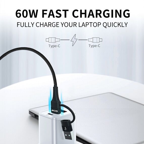 Wozinsky WNBAA 4in1 cable 2x USB-C 1x USB-A 1x Lightning 60W 1 m - black - Cables & Adapters - Cables & Accessories - Techbox