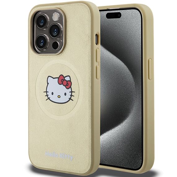 Hello Kitty Leather Kitty Head MagSafe case for iPhone 15 Pro - gold - Apple Cases - Cases - Techbox