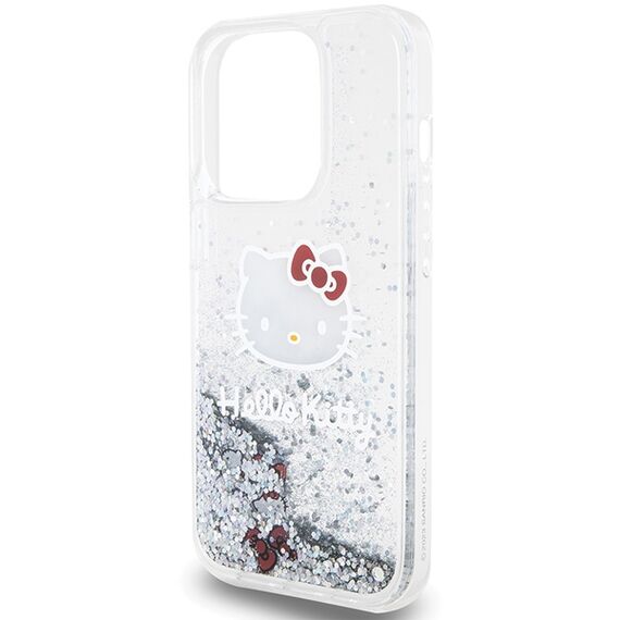 Hello Kitty Liquid Glitter Charms Kitty Head case for iPhone 14 Pro Max - silver | Techbox