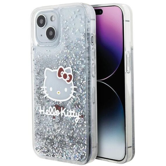 Hello Kitty Liquid Glitter Charms Kitty Head case for iPhone 14 - silver - Apple Cases - Cases - Techbox