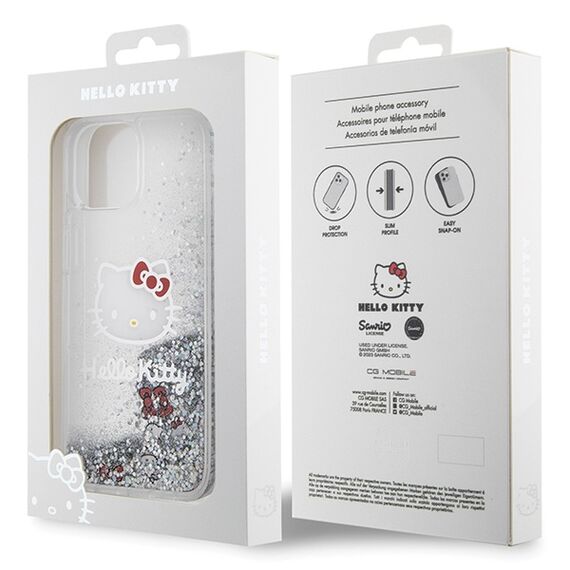 Hello Kitty Liquid Glitter Charms Kitty Head case for iPhone 14 - silver - Apple Cases - Cases - Techbox