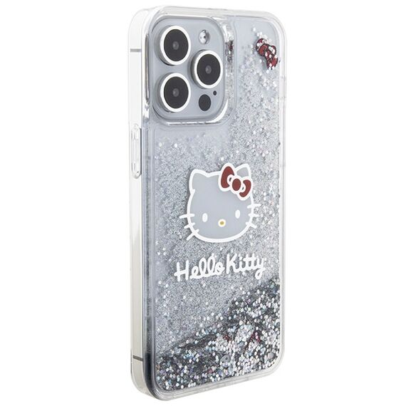 Hello Kitty Liquid Glitter Charms Kitty Head case for iPhone 15 Pro Max - silver - Apple Cases - Cases - Techbox