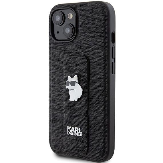 Karl Lagerfeld Gripstand Saffiano Choupette Pins case for iPhone 15 - black - Apple Cases - Cases - Techbox