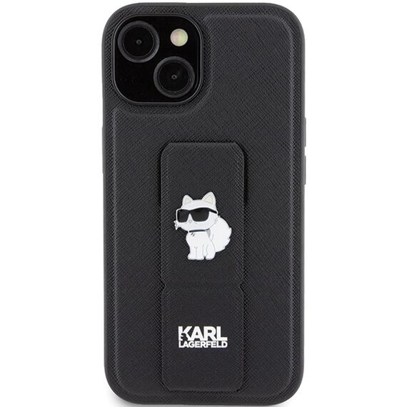 Karl Lagerfeld Gripstand Saffiano Choupette Pins case for iPhone 15 - black - Apple Cases - Cases - Techbox