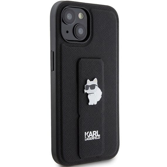 Karl Lagerfeld Gripstand Saffiano Choupette Pins case for iPhone 15 - black - Apple Cases - Cases - Techbox