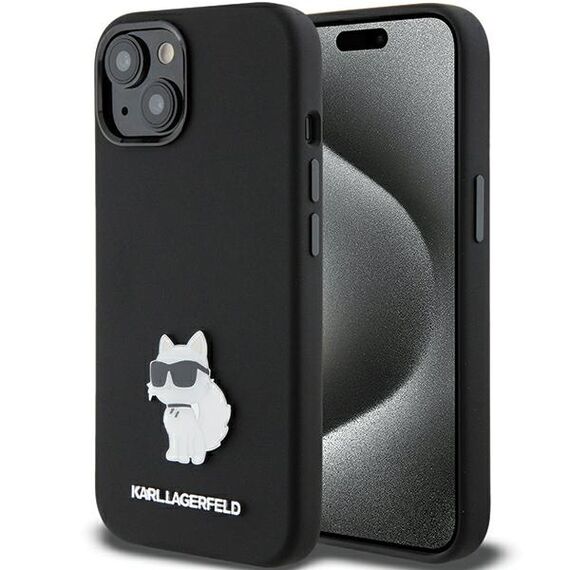 Karl Lagerfeld Silicone Choupette Metal Pin case for iPhone 15 Plus / 14 Plus - black | Techbox