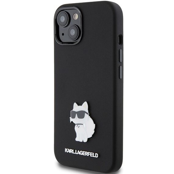 Karl Lagerfeld Silicone Choupette Metal Pin case for iPhone 15 Plus / 14 Plus - black | Techbox