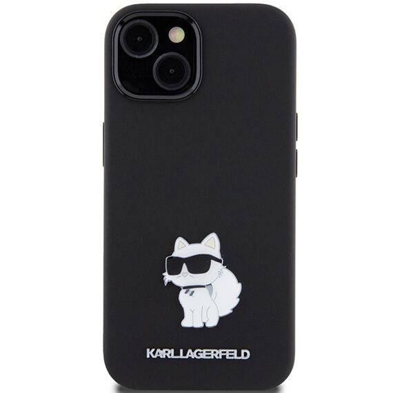 Karl Lagerfeld Silicone Choupette Metal Pin case for iPhone 15 Plus / 14 Plus - black | Techbox