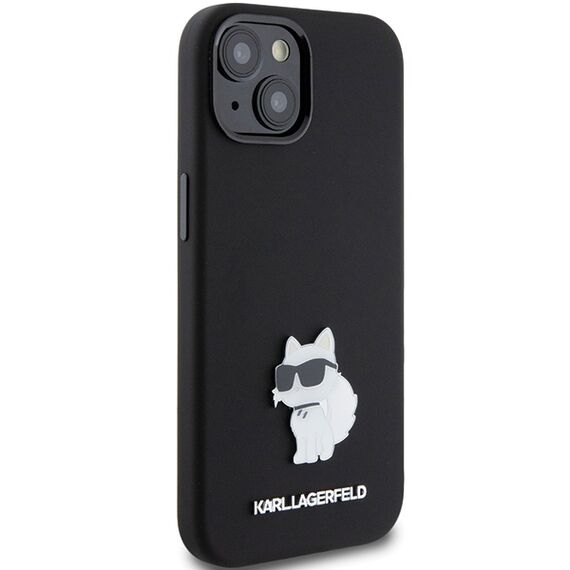 Karl Lagerfeld Silicone Choupette Metal Pin case for iPhone 15 Plus / 14 Plus - black | Techbox