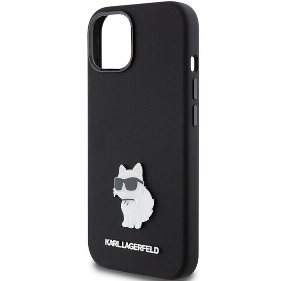Karl Lagerfeld Silicone Choupette Metal Pin case for iPhone 15 Plus / 14 Plus - black | Techbox