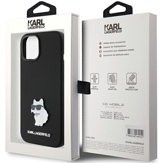 Karl Lagerfeld Silicone Choupette Metal Pin case for iPhone 15 Plus / 14 Plus - black | Techbox