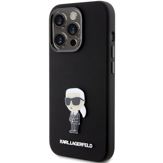 Karl Lagerfeld Silicone Ikonik Metal Pin case for iPhone 15 Pro - black - Apple Cases - Cases - Techbox