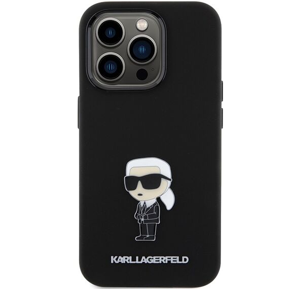 Karl Lagerfeld Silicone Ikonik Metal Pin case for iPhone 15 Pro - black - Apple Cases - Cases - Techbox