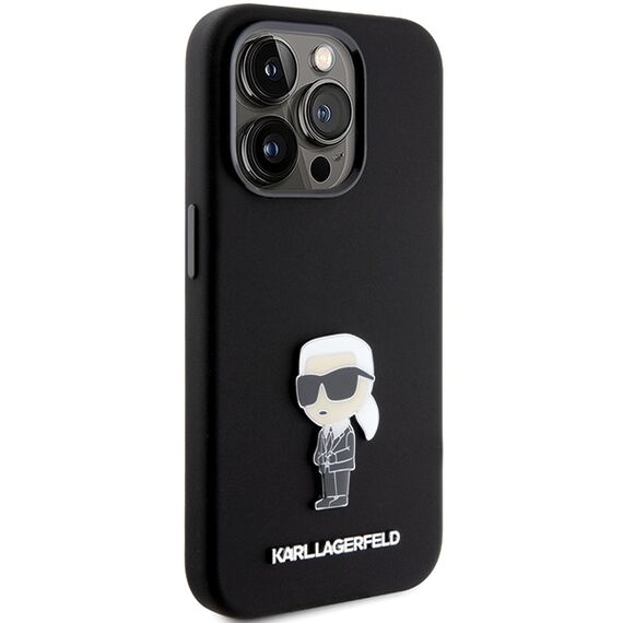 Karl Lagerfeld Silicone Ikonik Metal Pin case for iPhone 15 Pro - black - Apple Cases - Cases - Techbox