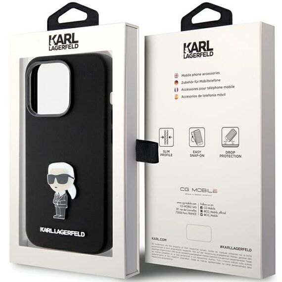 Karl Lagerfeld Silicone Ikonik Metal Pin case for iPhone 15 Pro - black - Apple Cases - Cases - Techbox