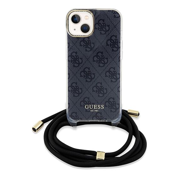 Guess Crossbody Cord 4G Print Case for iPhone 15/14/13 - Black - Apple Cases - Cases - Techbox