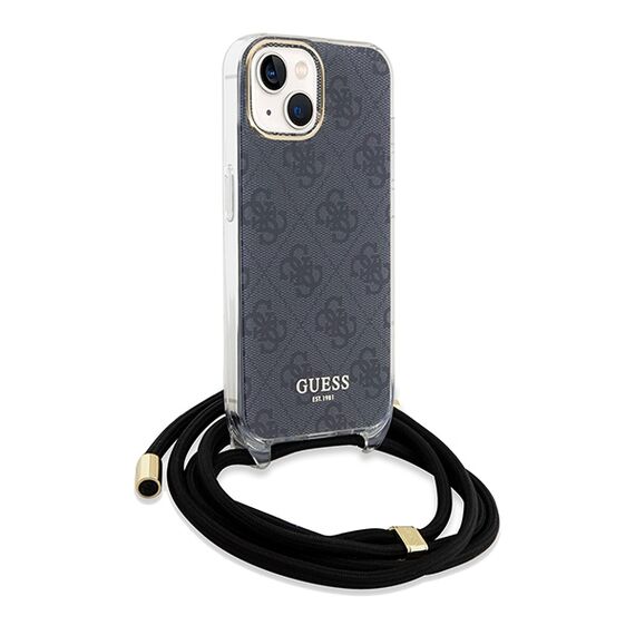 Guess Crossbody Cord 4G Print Case for iPhone 15/14/13 - Black - Apple Cases - Cases - Techbox