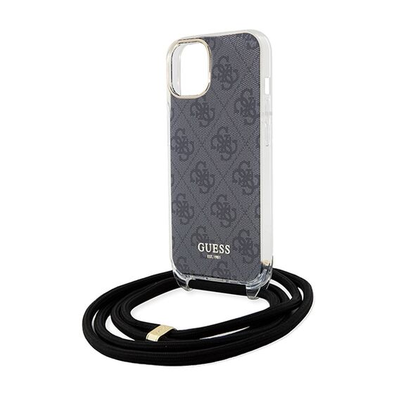 Guess Crossbody Cord 4G Print Case for iPhone 15/14/13 - Black - Apple Cases - Cases - Techbox