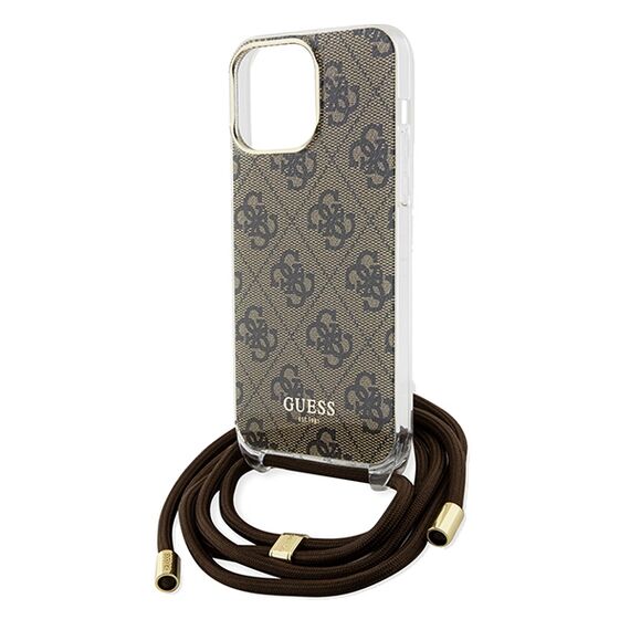 Guess Crossbody Cord 4G Print case for iPhone 15 Pro Max - brown | Techbox