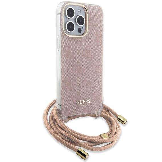 Guess Crossbody Cord 4G Print case for iPhone 15 Pro - pink | Techbox
