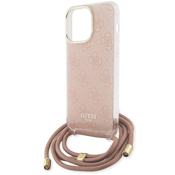 Guess Crossbody Cord 4G Print case for iPhone 15 Pro - pink | Techbox