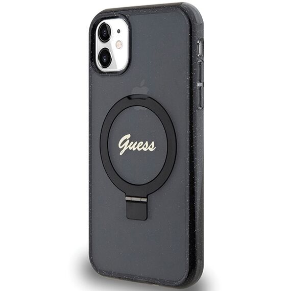 Guess Ring Stand Script Glitter MagSafe case for iPhone 11 / Xr - black - Uncategorized Cases (2) - Cases - Techbox