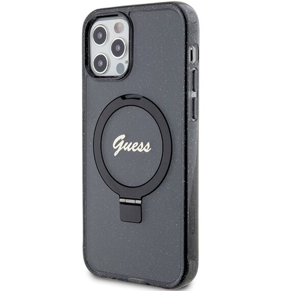 Guess Ring Stand Script Glitter MagSafe case for iPhone 12/12 Pro - black - Uncategorized Cases (2) - Cases - Techbox