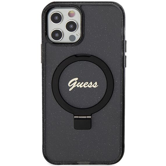Guess Ring Stand Script Glitter MagSafe case for iPhone 12/12 Pro - black - Uncategorized Cases (2) - Cases - Techbox